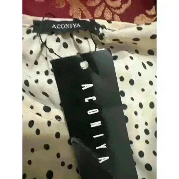 ACONIYA Casual Ruffled V Neck Chiffon Short Sleeve Top Blouse NWT Size S - Picture 9 of 10